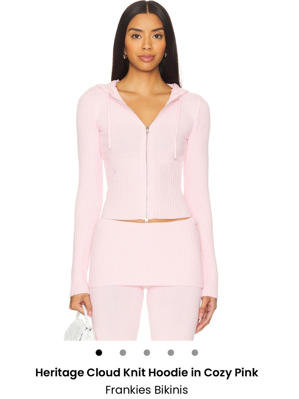 Frankie's Bikinis Cozy Pink Ribbed Zip Hoodie